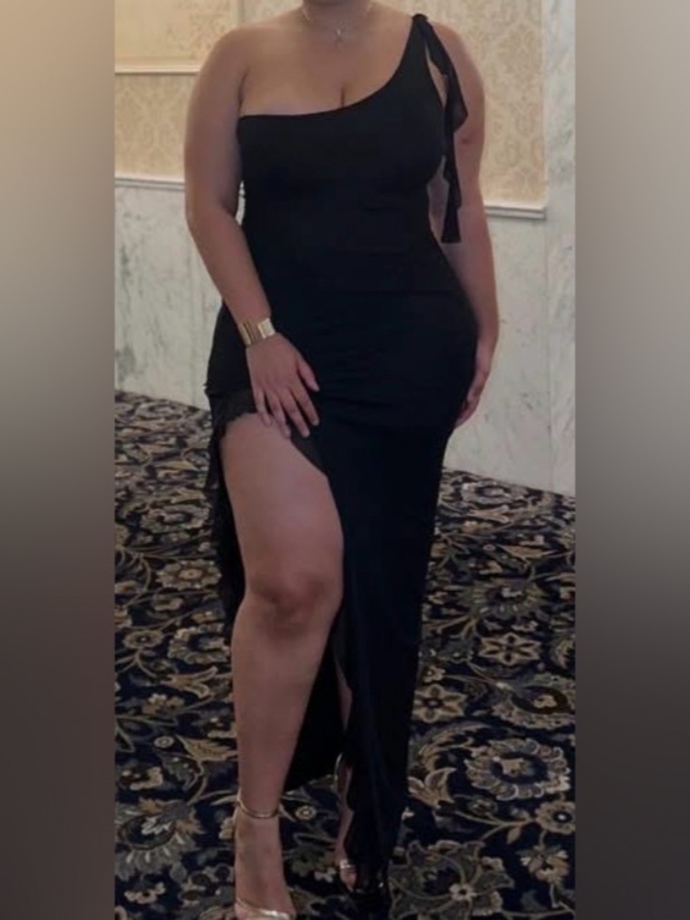 One-Shoulder Black Maxi Dress Like New